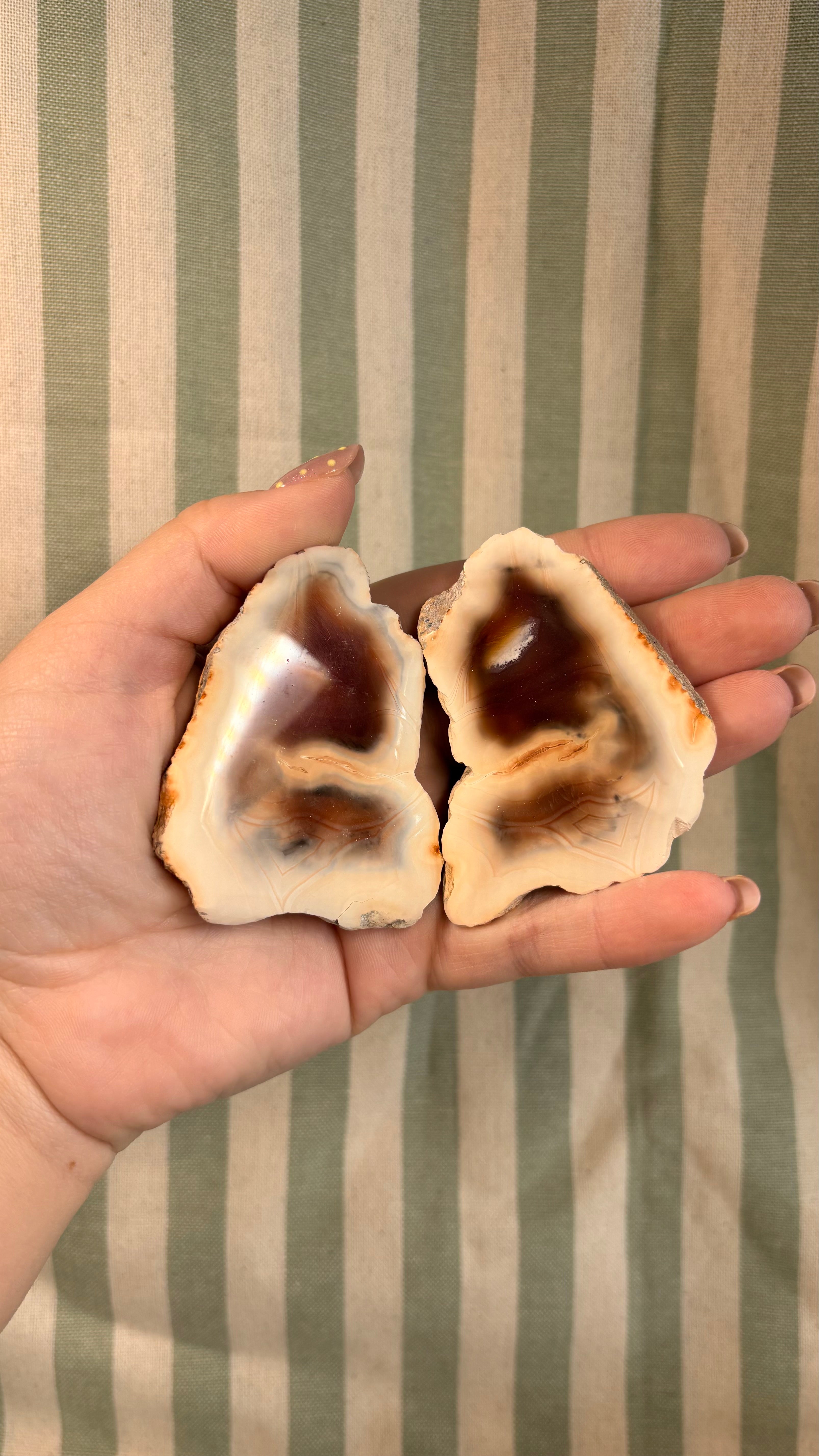 Agate geode pair from Indonesia
