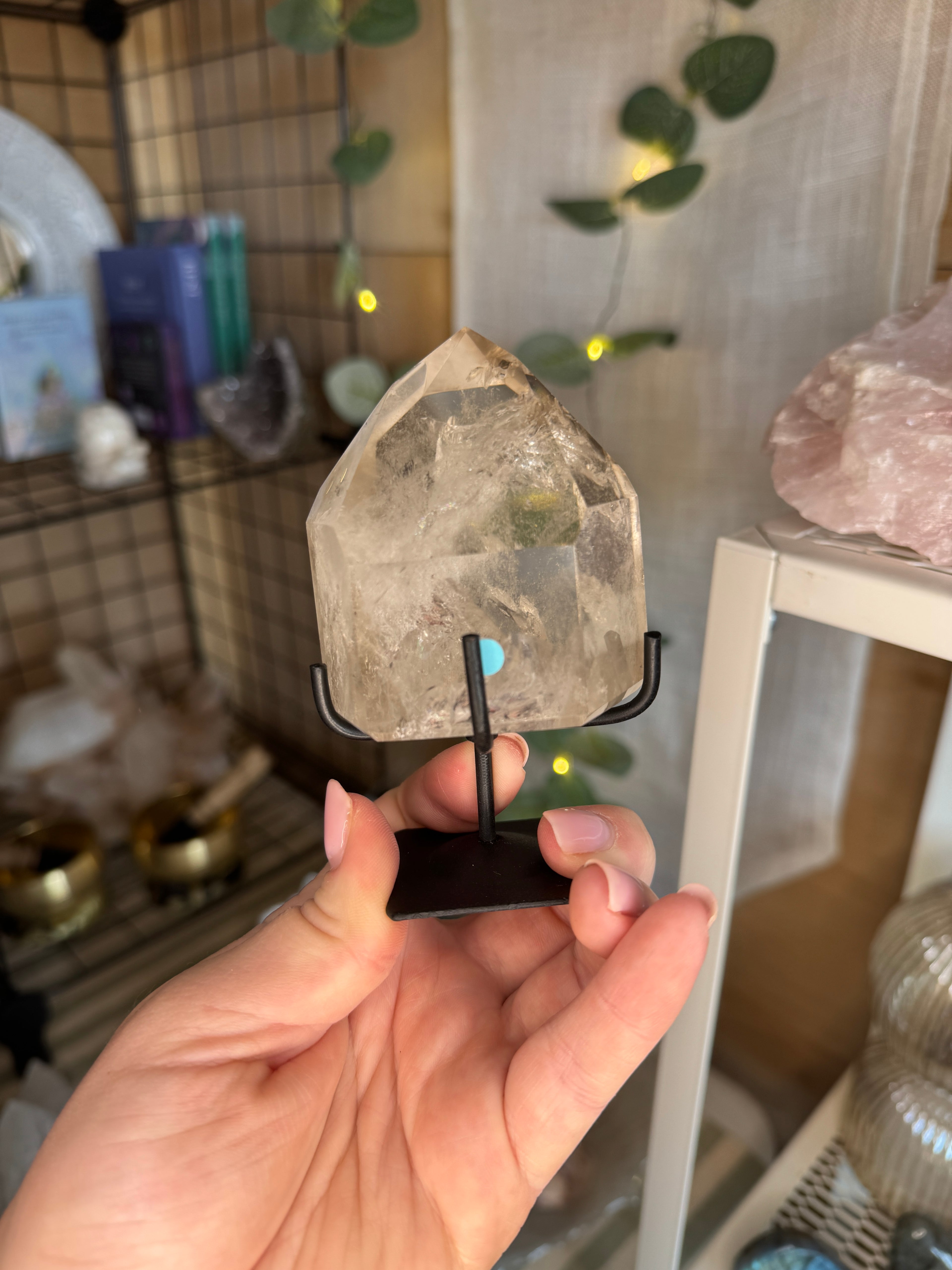 Clear quartz point & stand