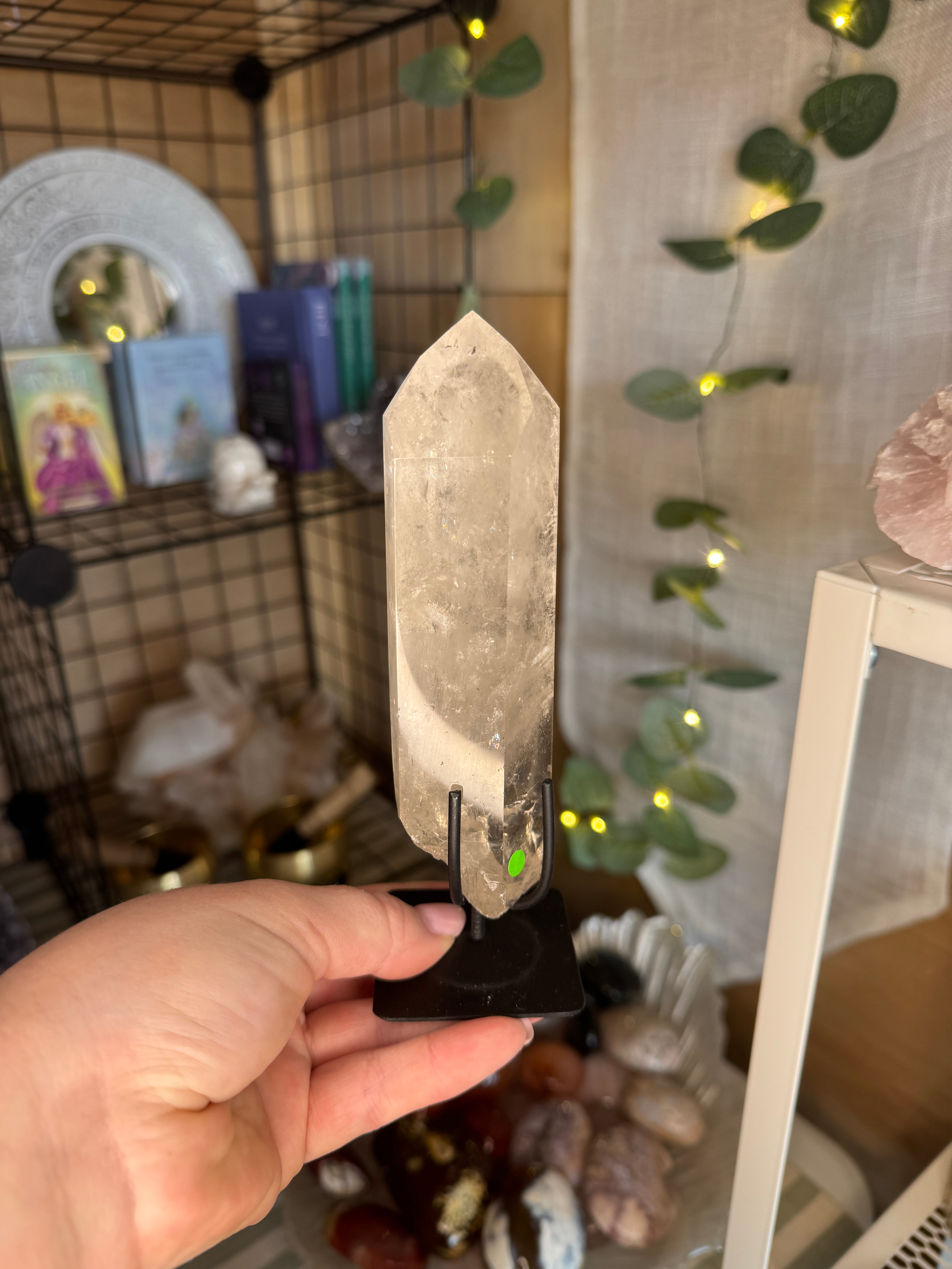 Clear quartz point & stand