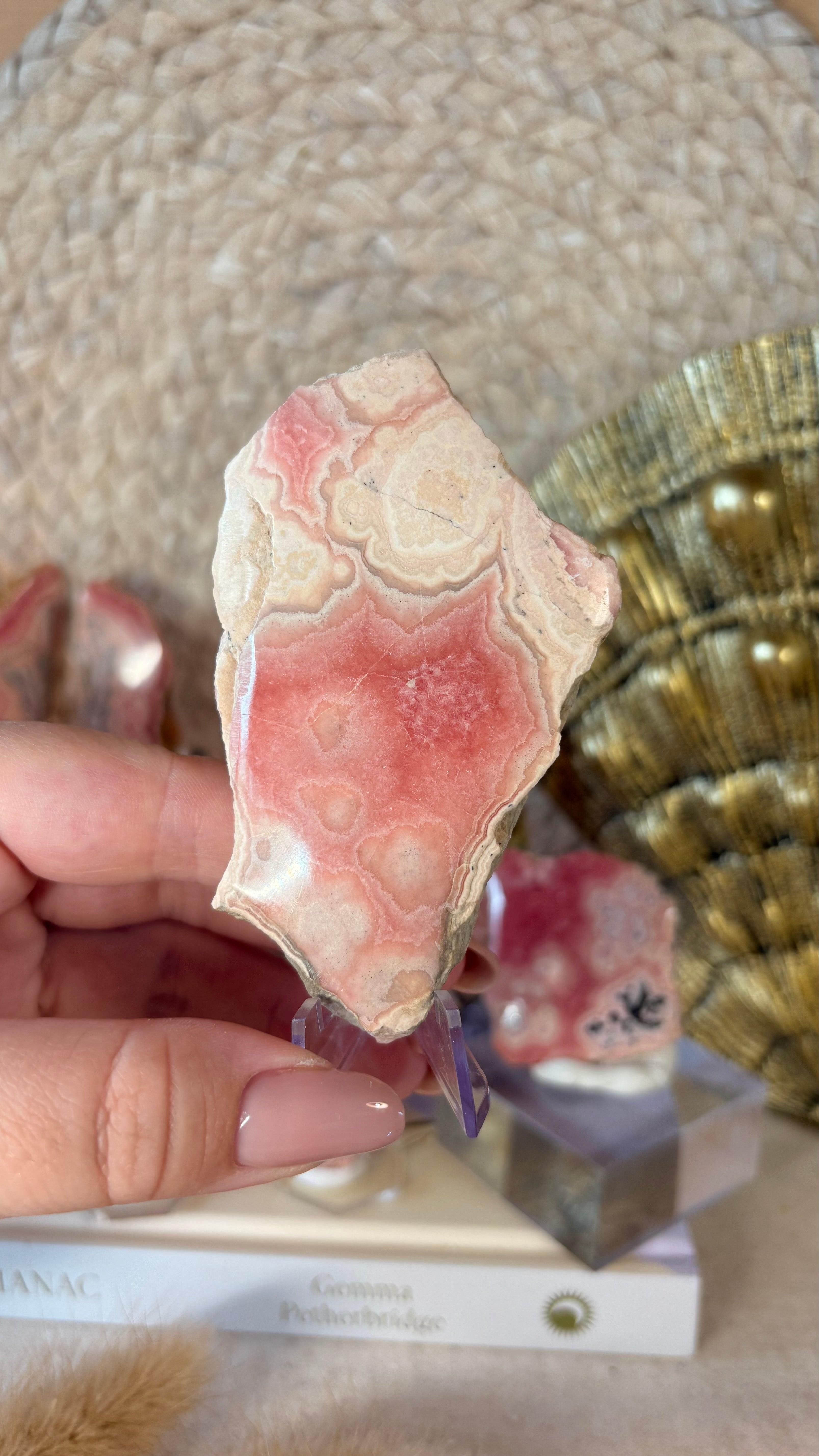 Raw Rhodochrosite Slab Slice - 76 g