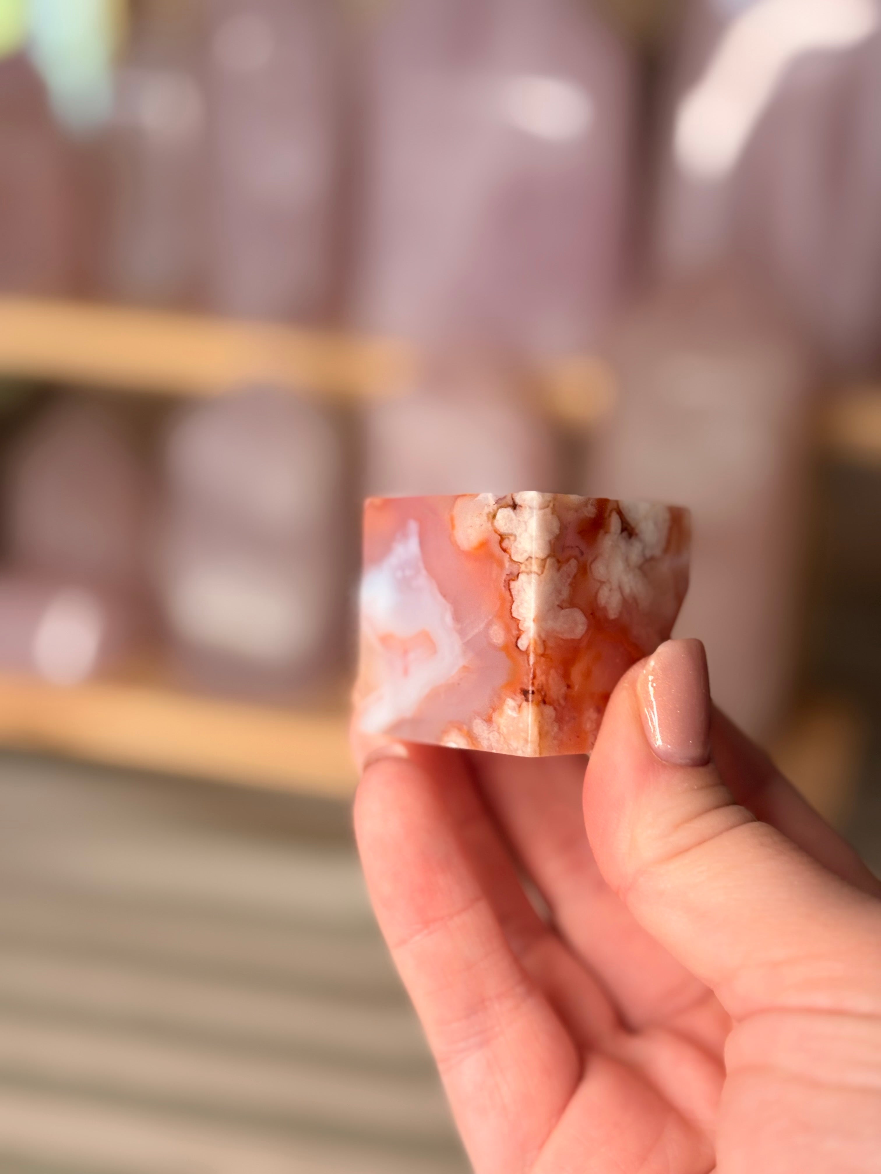 Carnelian x flower agate qube