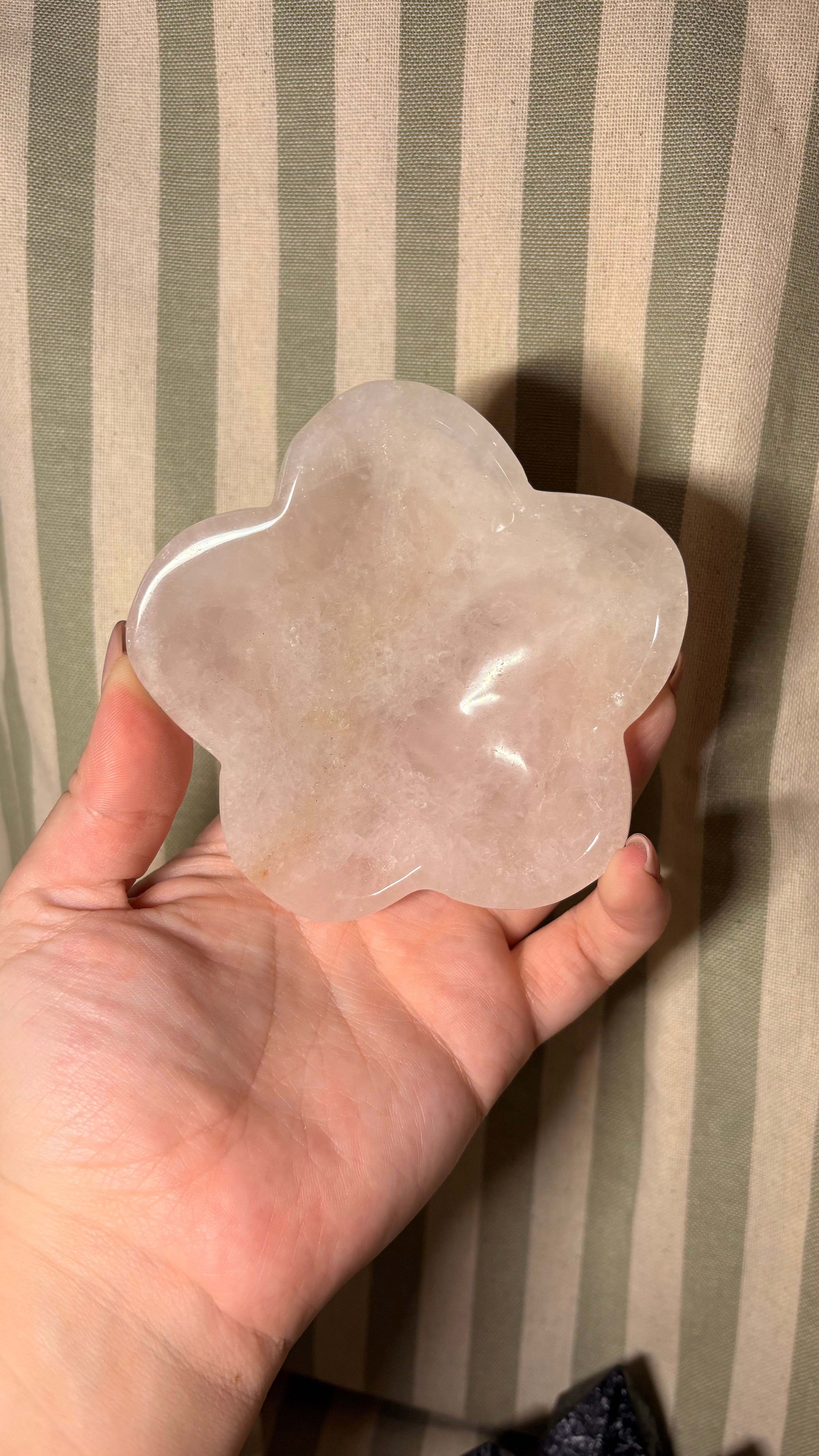 Rose quartz flower dish