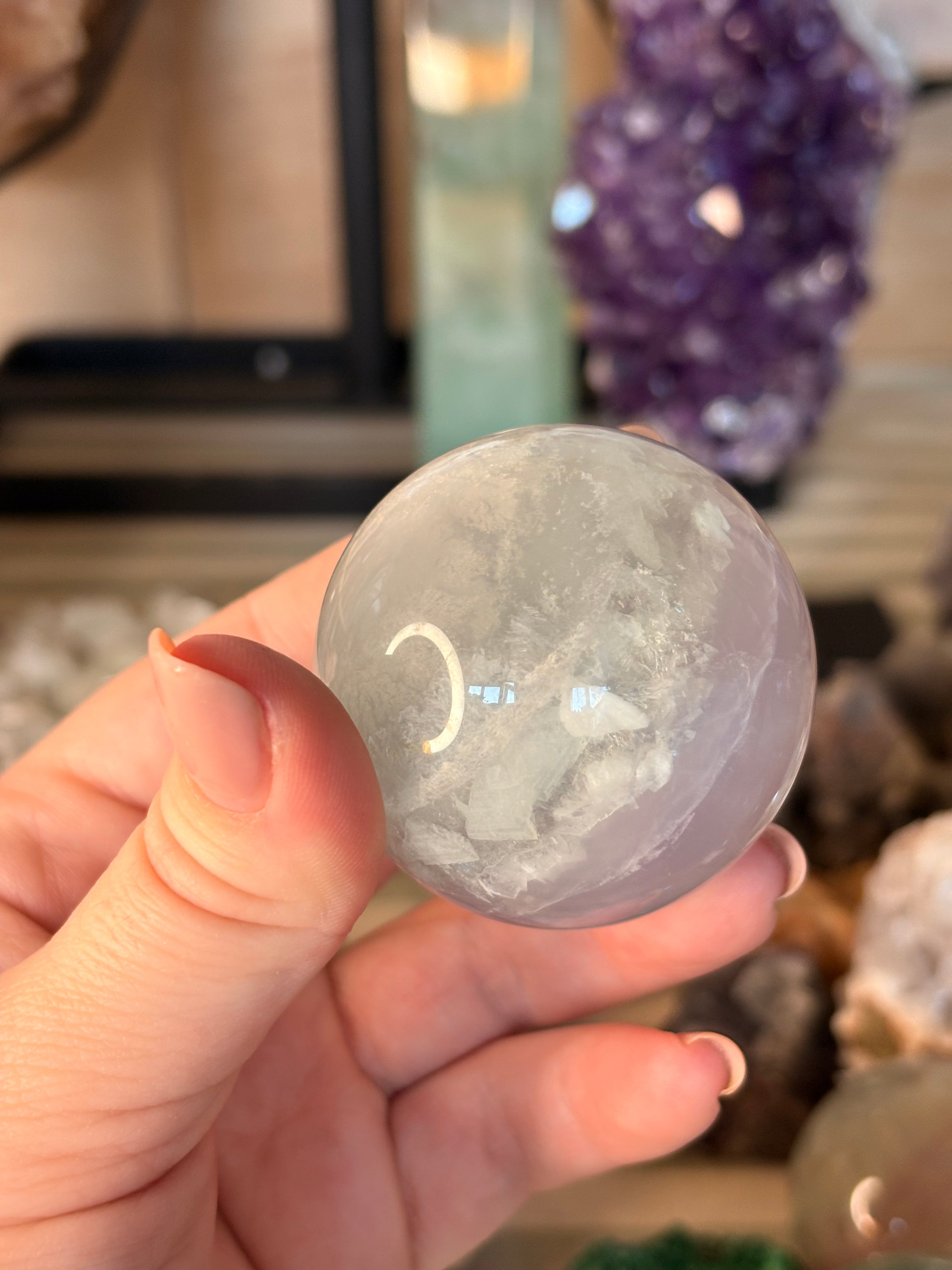Lavender fluorite sphere