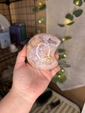 Pink amethyst tower moon carving
