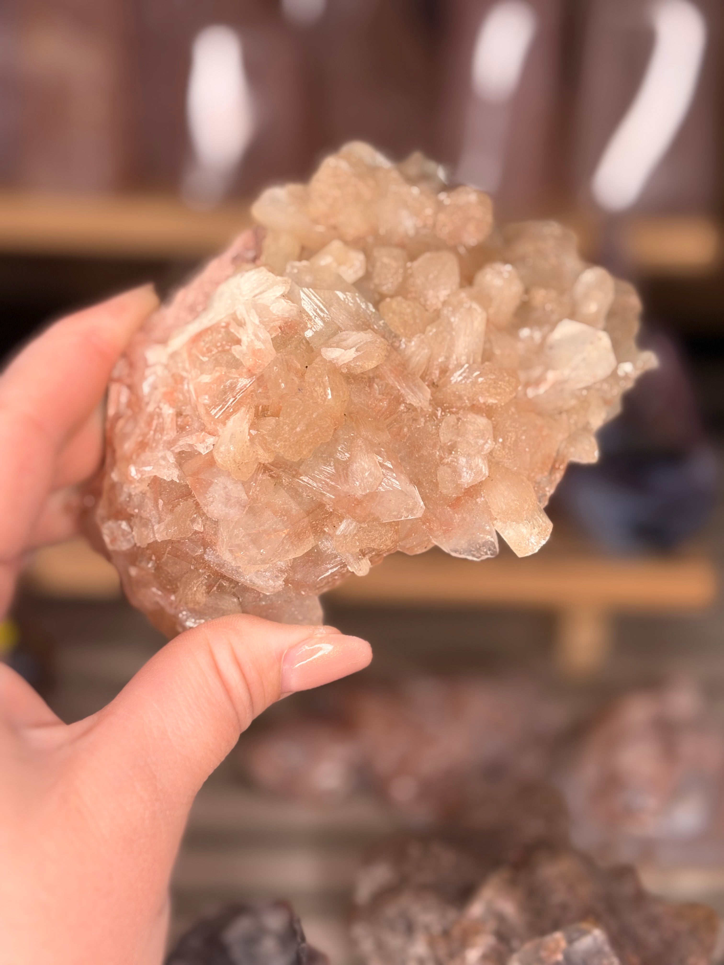Indian Apophyllite with Peach Stilbite Cluster
