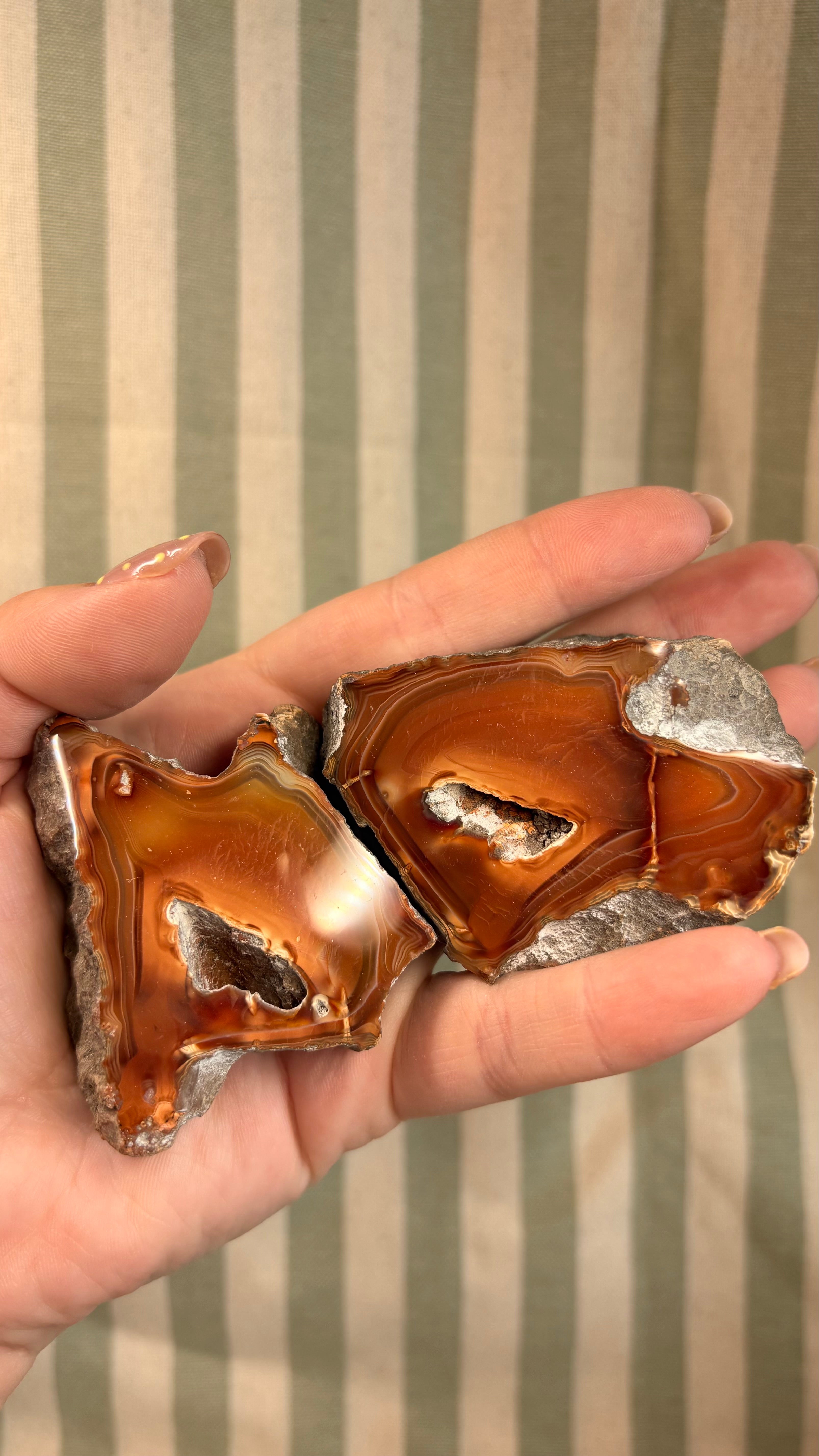Agate geode pair from Indonesia