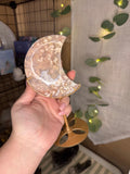 Pink amethyst tower moon carving & stand